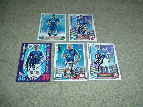 EVERTON - COLLECTION OF 5 HAND SIGNED MATCH ATTAX TRADE CARDS