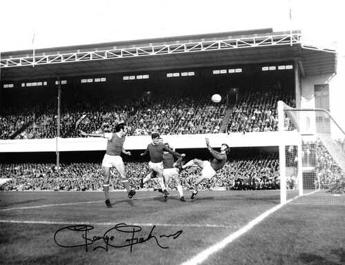 george graham arsenal heads ball towards goal against everton signed 10x8 photo