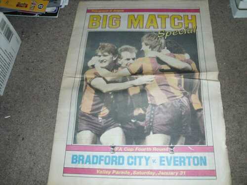 TELEGRAPH and ARGUS BRADFORD CITY SPECIAL NEWSPAPER V EVERTON FA CUP 31 JAN 1987