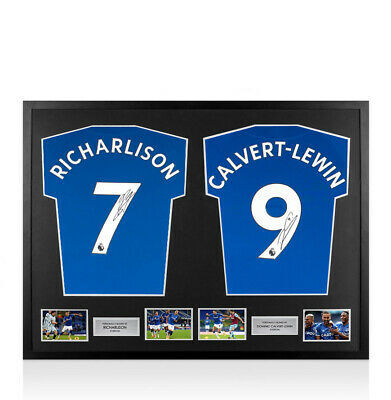 Framed Richarlison and Dominic Calvert-Lewin Signed Everton Shirts – Dual Framed