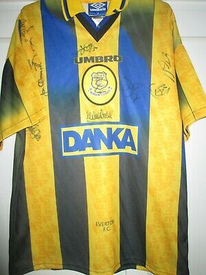 1997-1998 Squad Signed Everton Away Football Shirt with COA /30031