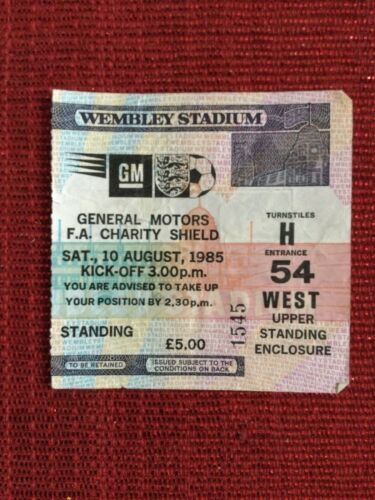 Genuine 1985 Charity Shield Ticket, Everton v Manchester United