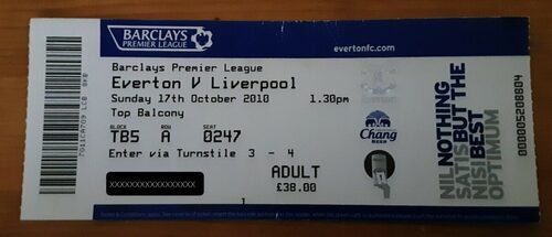 Everton v Liverpool – Used Ticket Stub – 27/09/2008 – Premier League