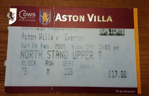 Aston Villa v Everton – Used Ticket Stub – 26/02/2005