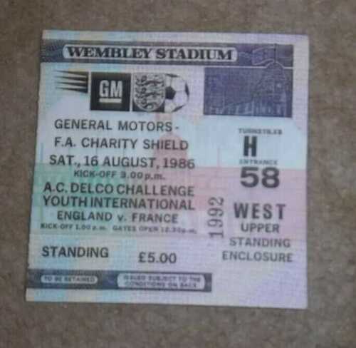 1986 Everton v Liverpool Charity Shield  Ticket Stub