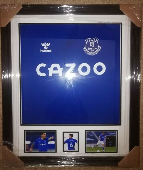 FRAMED HAND SIGNED ALLAN  EVERTON HOME SHIRT