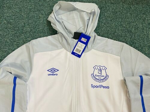 EVERTON HOODED JACKET 2019 WHITE/GREY/BLUE  BRAND NEW FREE POST