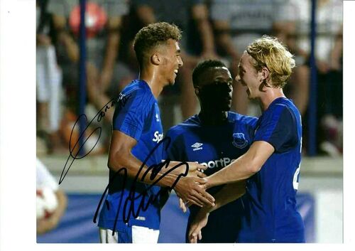 10x8 Inch 325x20cm HAND SIGNED PHOTO EVERTON CALVERT-LEWIN and GANA GUEYE