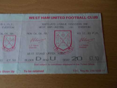 West Ham v Everton Ticket dated 4-4-1988.