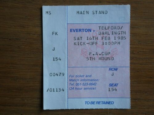 EVERTON v TELFORD UNITED 1984-1985 FA Cup 5th Round Ticket