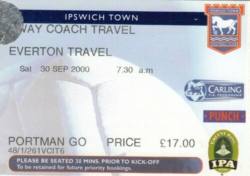 Travel Ticket - Everton v Ipswich Town 30.09.00