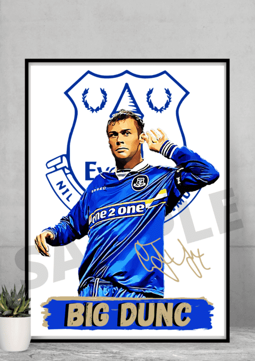 Duncan Ferguson Signed A4/A3 Print/Framed Everton Football Gift signed #99