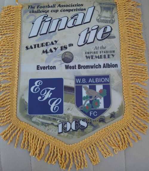 FA CUP FINAL 1968 WEST BROMWICH ALBION V EVERTON COLOUR PENNANT