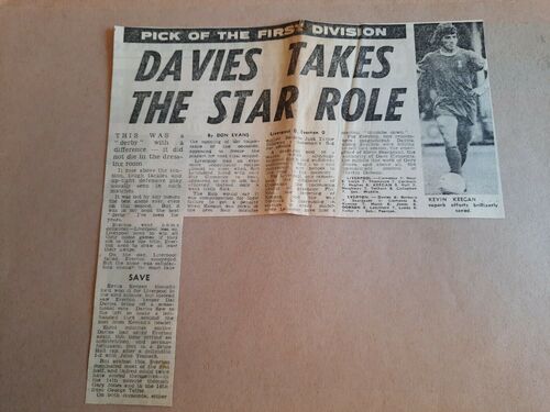 1974/75 LIVERPOOL 0 EVERTON 0 DIV ONE Newspaper Press Report Cutting DAI DAVIES