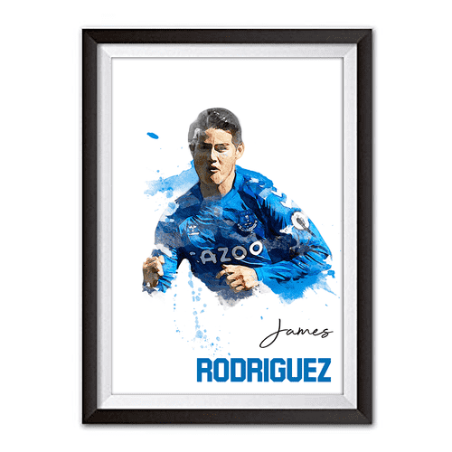 James Rodriguez Everton Watercolour Style A4 Football Art Print