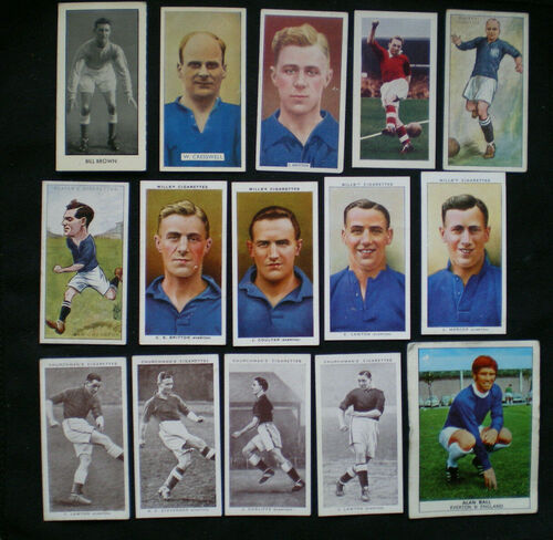 15 Everton FC cigarette cards from the 1920s onward