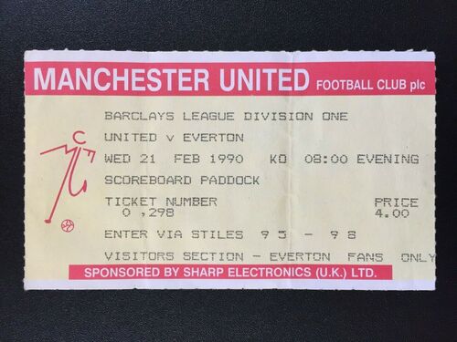 MANCHESTER UNITED v EVERTON  -  1990 BARCLAYS LEAGUE DIVISION ONE -  TICKET