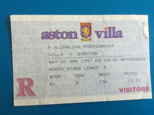 Aston Villa v Everton 1996/97 Ticket