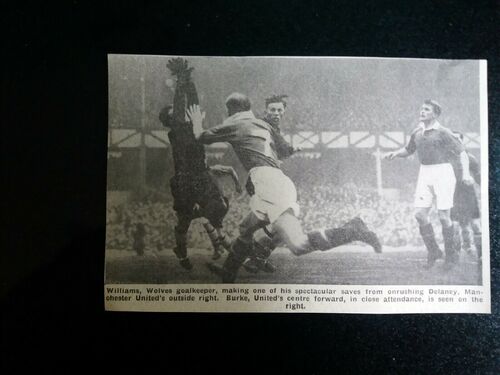 MANCHESTER UNITED v WOLVES SEMI FINAL @ EVERTON  MATCH ACTION from magazine 1949