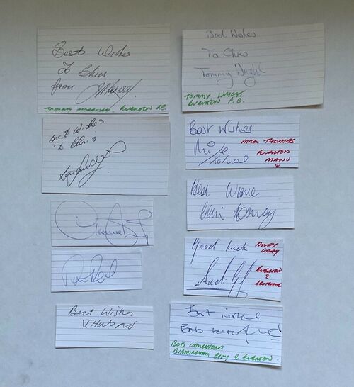 Autographed Original Signed Lined Cards Cut Everton F C x 10