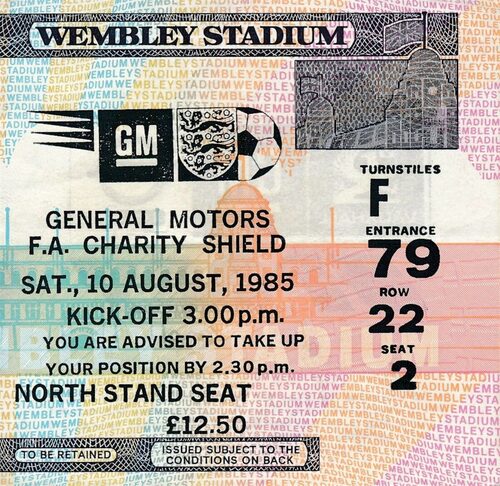 TICKET: FA CHARITY SHIELD 1985 Manchester United v Everton – EXCELLENT