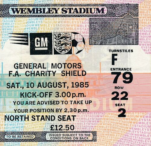 TICKET: FA CHARITY SHIELD 1985 Manchester United v Everton - EXCELLENT