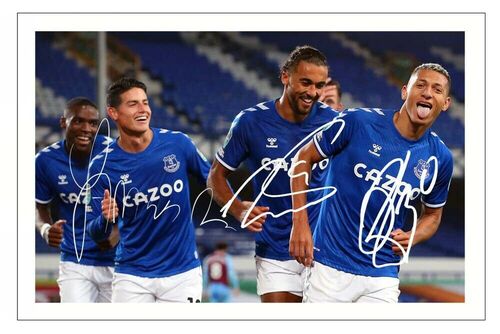 JAMES CALVERT LEWIN and RICHARLISON Signed Autograph PHOTO Signature Print EVERTON