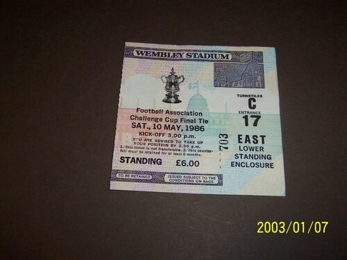 Liverpool v Everton 1986 FAC  Final Ticket