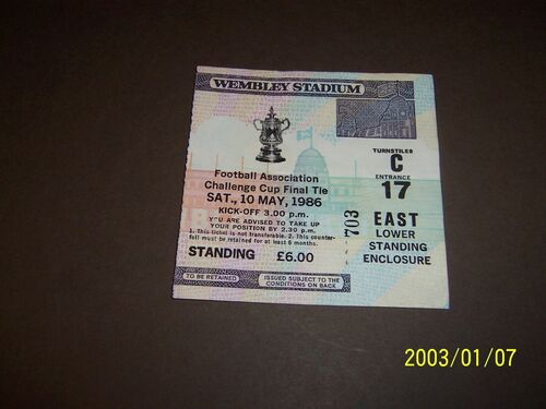 Liverpool v Everton 1986 FAC  Final Ticket