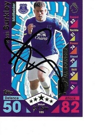 ROSS BARKLEY SIGNED EVERTON FC 2016 / 17 MATCH ATTAX CARD