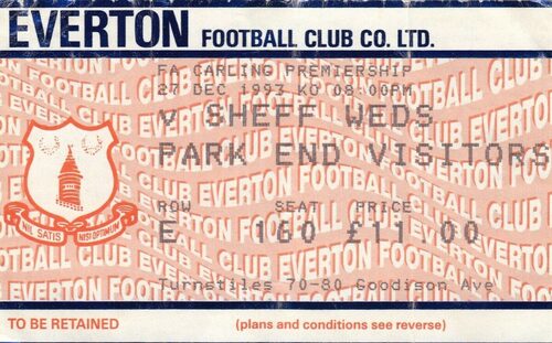 Ticket – Everton v Sheffield Wednesday 27.12.93