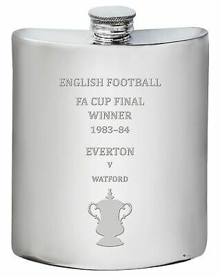 Everton English FA Cup Winner 1983 1984 6oz Whisky Hip Flask Pewter
