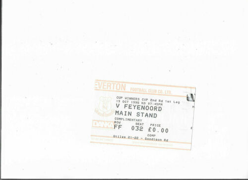 Ticket Everton v Feyenoord European Cup Winners Cup 19/10/1995