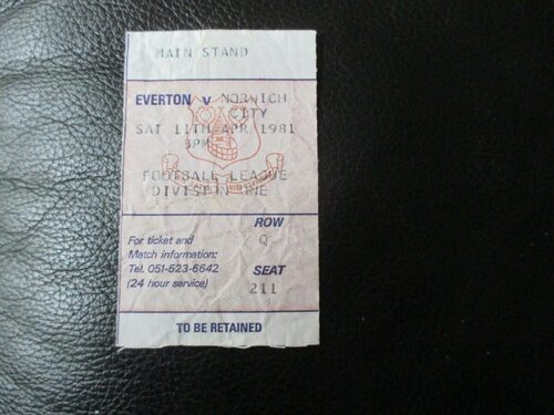 everton v norwich 11/4/1981  ticket stub