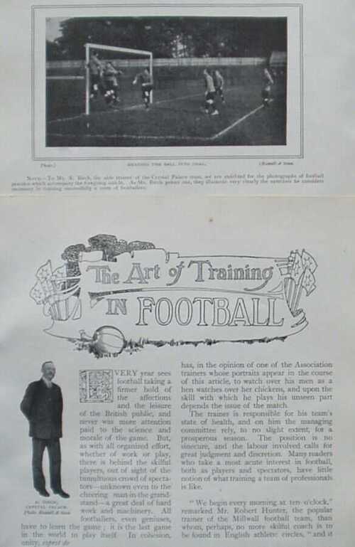 1907 FOOTBALL TRAINING PHOTO ARTICLE METHODS EVERTON CRYSTAL PALACE TRAINERS