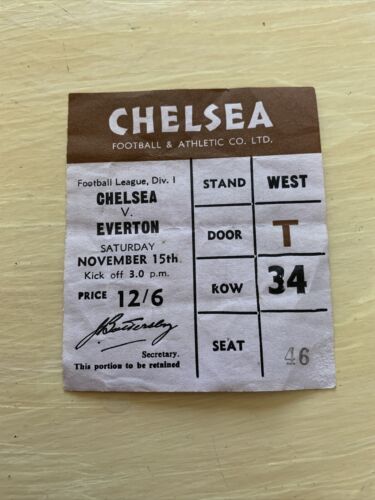 1969-70 Chelsea V Everton Ticket