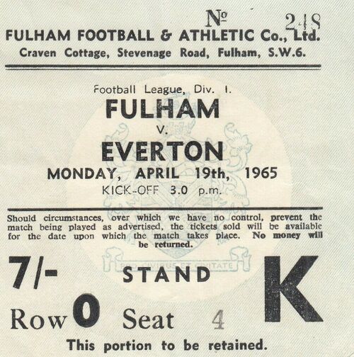 Ticket – Fulham v Everton 19.04.65