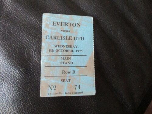 everton v carlisle utd 8/10/1975 ticket stub