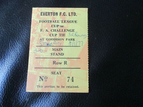 everton v stoke 8/1/1977 fac ticket stub